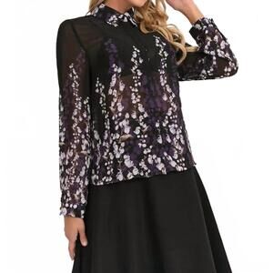 NEW MISS FINCH NYC violet rain blouse in black